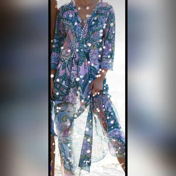 One Season Australia 100% Cotton Floral Semi-Sheer Floral Maxi Dress - Picture 10 of 10